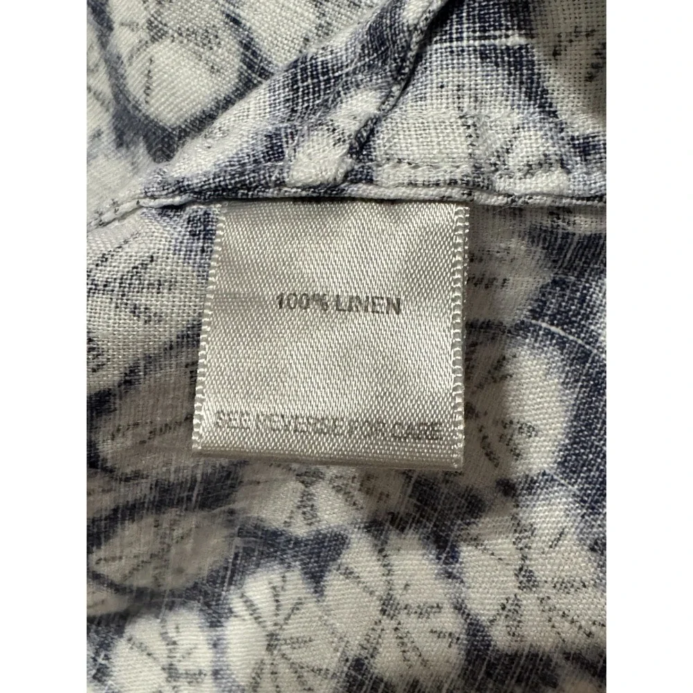 John Mark Women's Linen Tunic Top Small Button Up Pockets Roll Tab Coastal Beach - Picture 10 of 11